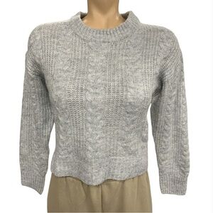 Only Women's Light Gray Cable Knit Sweater Size L